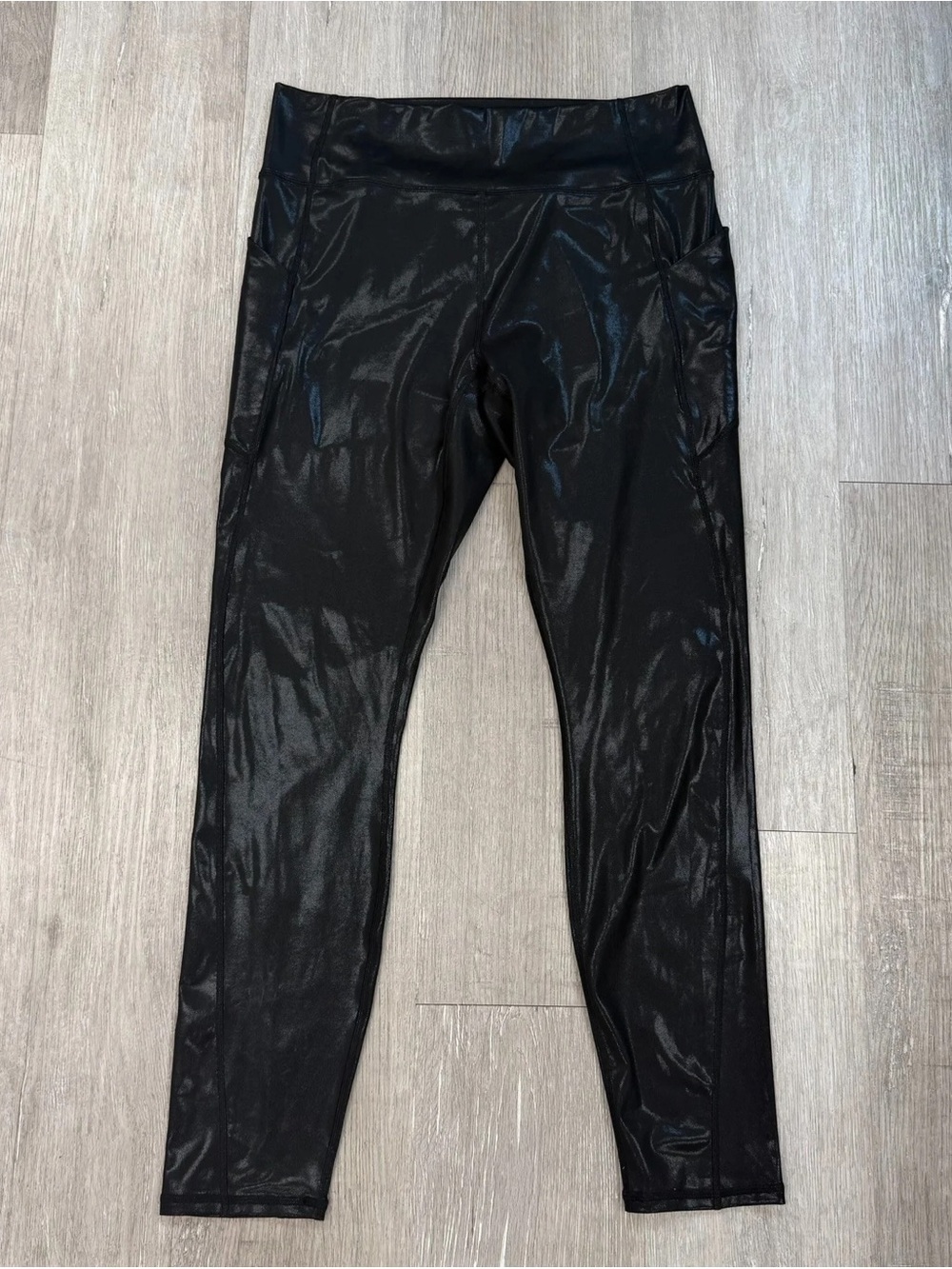 Fabletics Black High Wasted Foil Leggings - Size XL